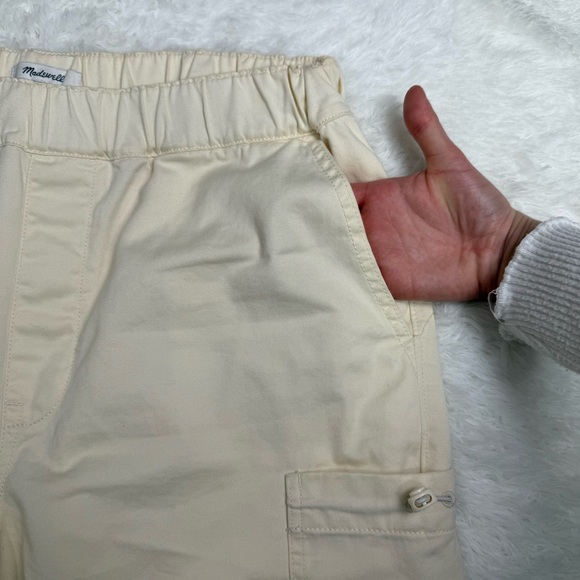 Madewell Cream Cotton Utility Cargo Pants Elastic Waist Women’s Medium - Picture 3 of 11